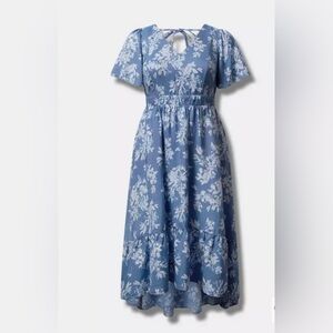 Torrid Blue and White Ruffled Smocked Sundress